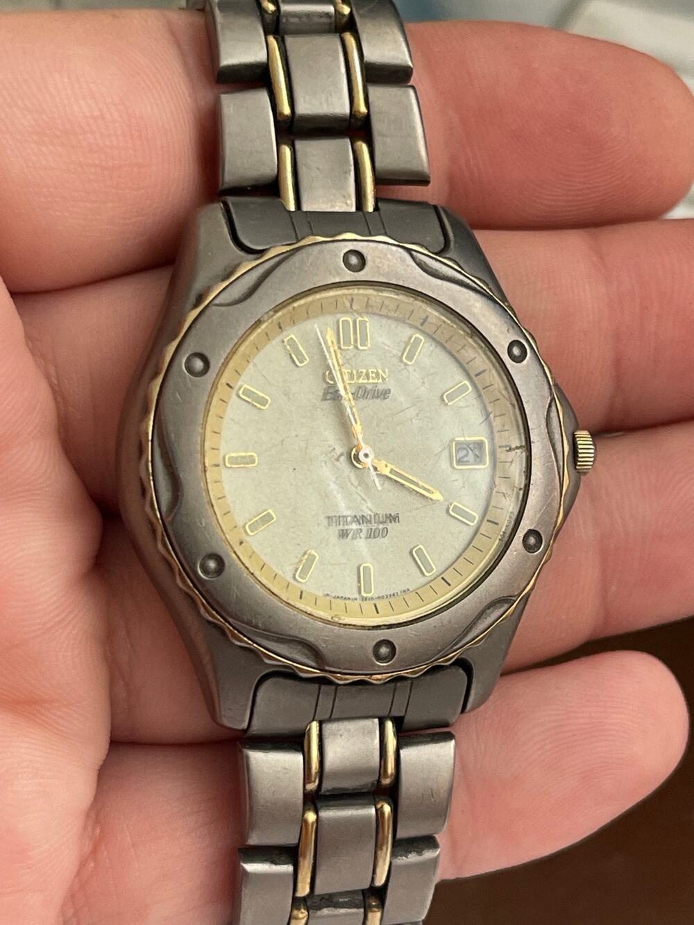 Citizen Eco-Drive Titanium WR100 Men’s Watch Two-Tone Date Gray